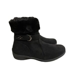 Alpine Woods Black Fur Trimmed Zip Up Booties W Buckle Accent Size 6M